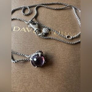 David Yurman Amethyst pendant necklace 16”-18” long SS